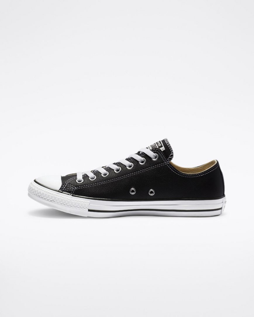 Men's Converse Chuck Taylor All Star Leather Low Top Shoes Black | AU 5E693U